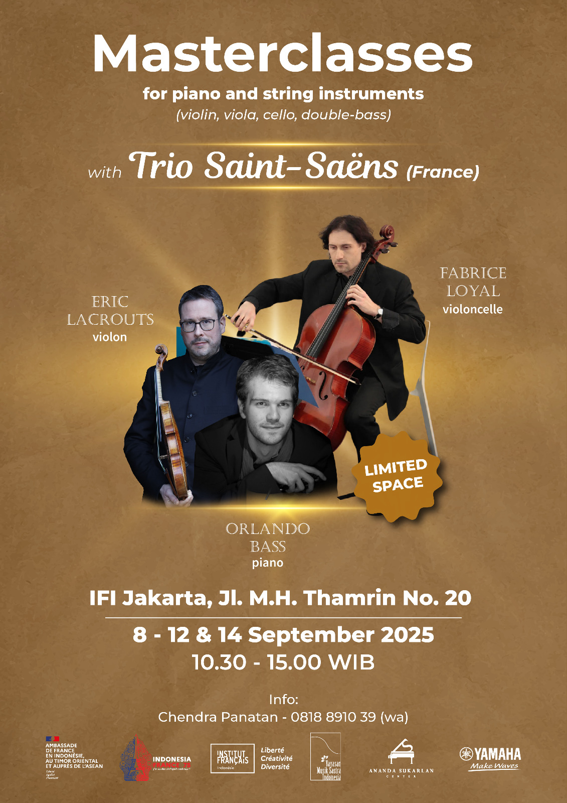 Indonesia Kedatangan Trio Saint-Saens, Yonggi Menerima Beasiswa Ikuti Masterclass-nya